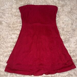 Princess Polly Strapless Red Sparkly dress